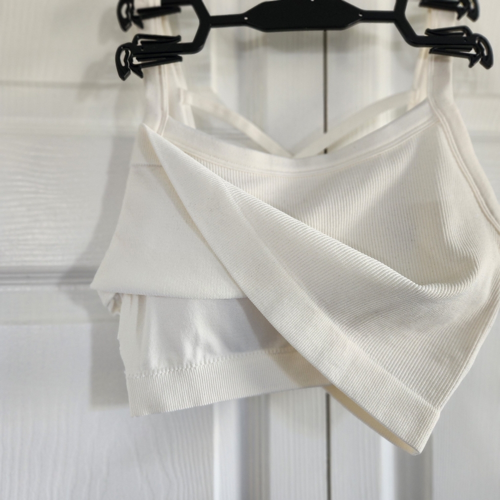 Jockey Bra Crop Top Crossback White NWT athleisure ribbed - Picture 4 of 13